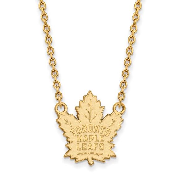 14k Yellow Gold NHL Toronto Maple Leafs Large Necklace, 18 Inch